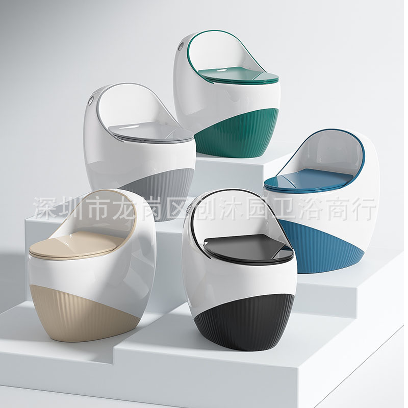 Nuevo inodoro en forma de huevo doméstico moderno lujo ligero creativo gris color asiento de inodoro tipo sifón ahorro de agua tipo pequeño hogar