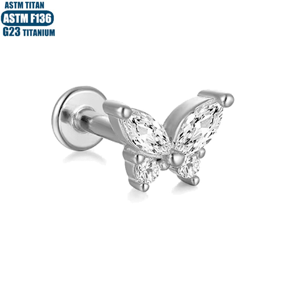 16G labret stud size and finish detail