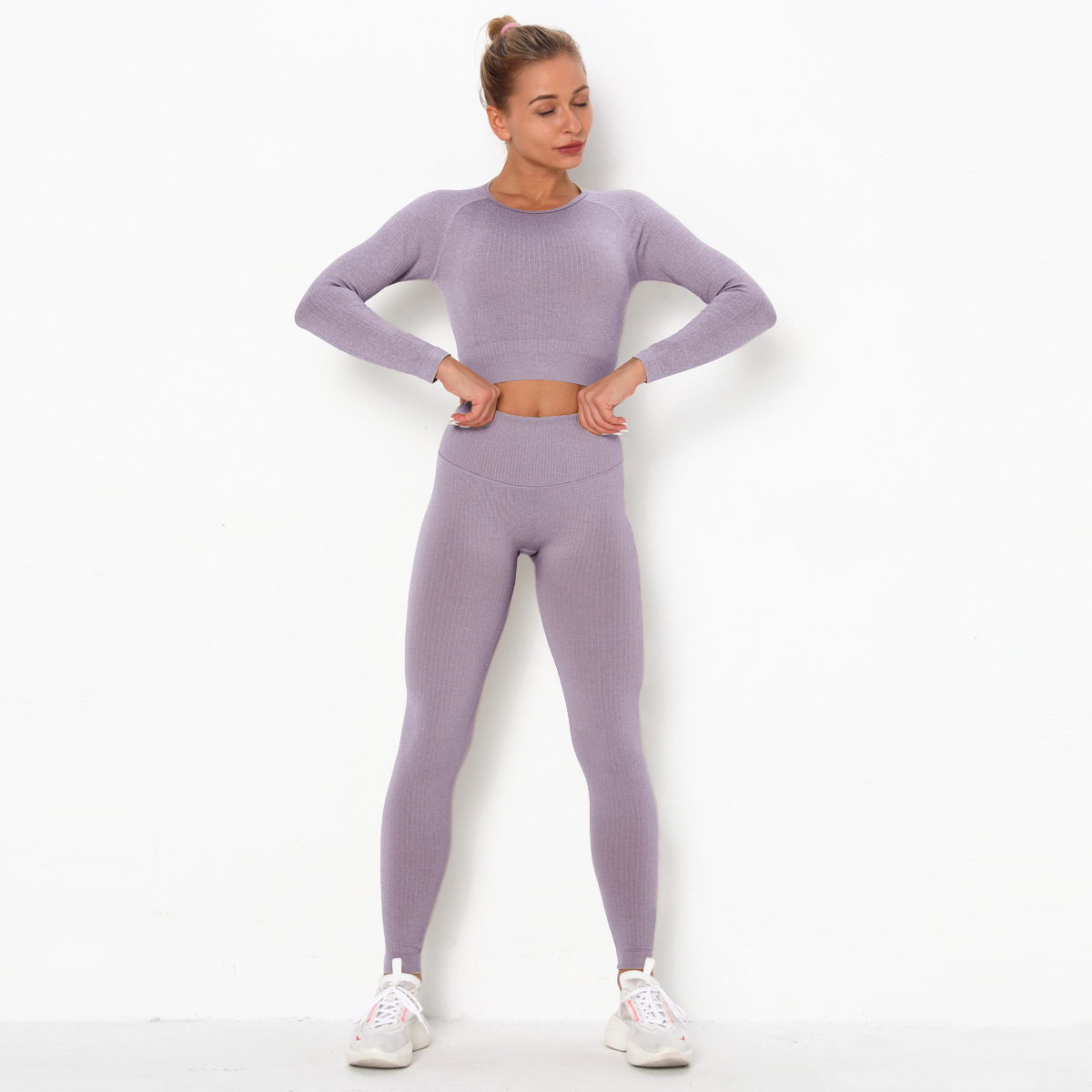 Seamless long-sleeved hip-lifting fitness suit NSLX9023
