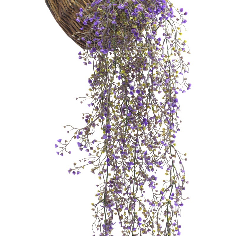 Amazon artificial Pared de ratán campana de oro sauce decoración del hogar planta verde simulación flor falsa boda cesta colgante