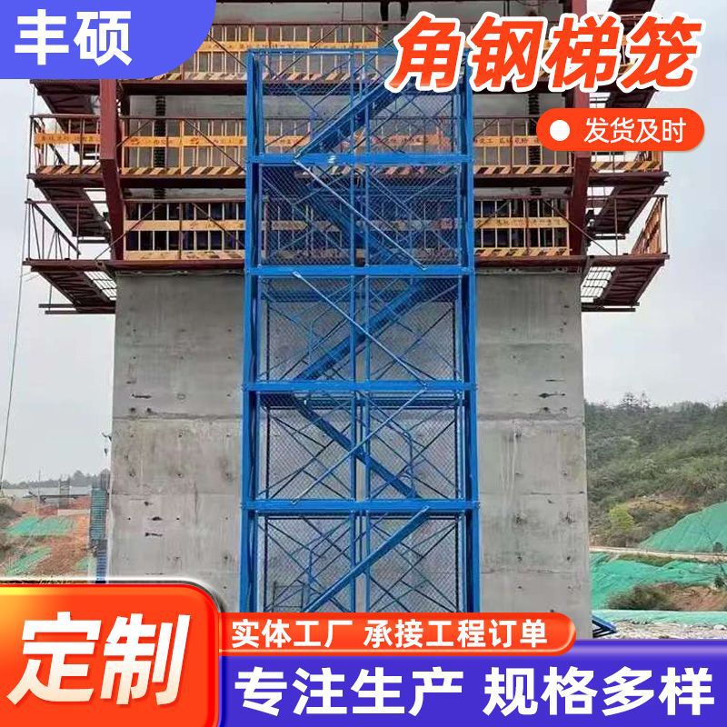 铁路桥梁墩柱防护笼梯 盖梁作业配套装配式角钢安全爬梯定制