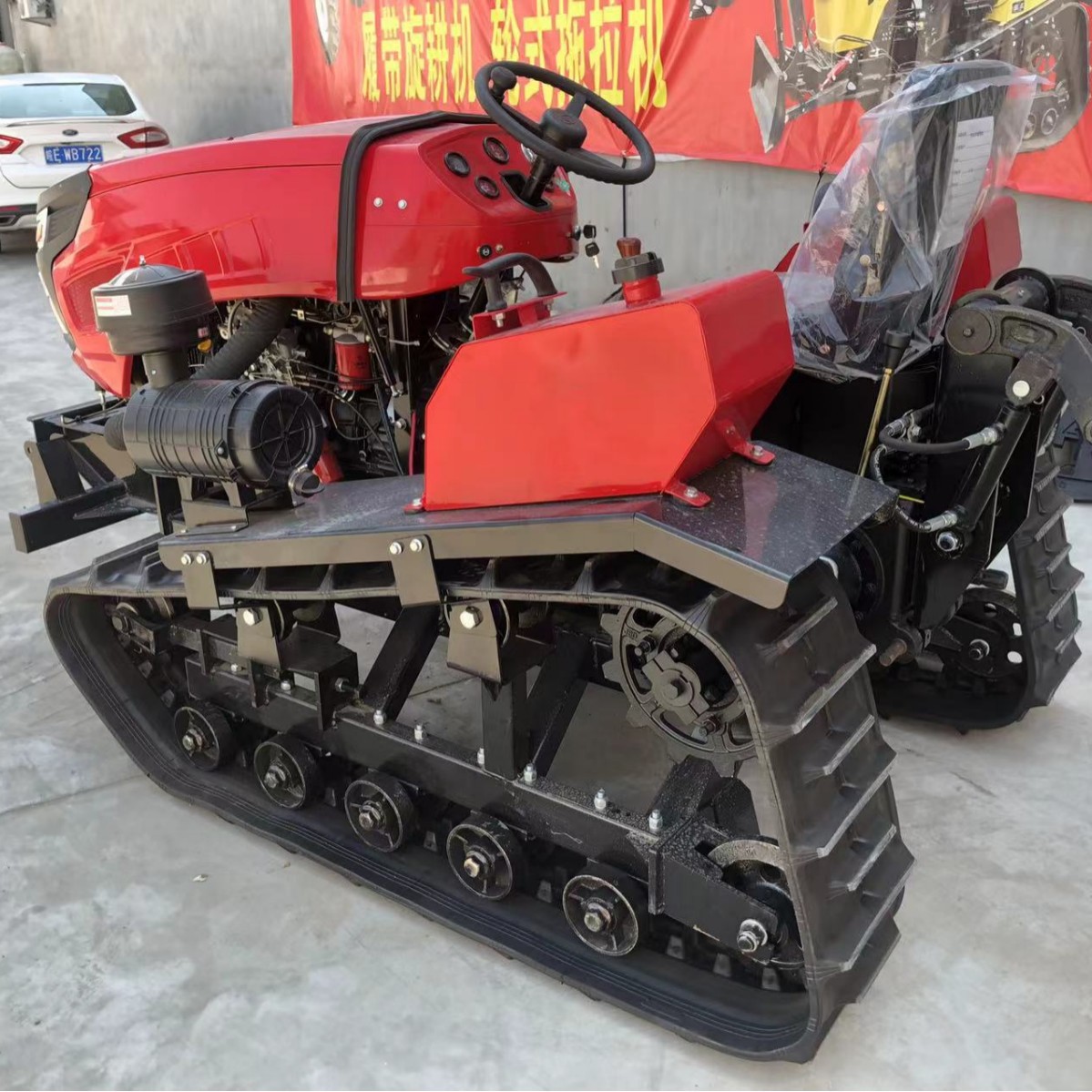 Tractor de orugas multifuncional para invernadero de micro-cultivador agrícola para zanja de fertilización, agua y sequía y arado rotativo de orugas