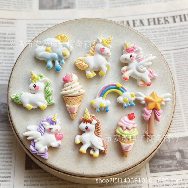 Resin Accessories Wholesale DIY Handmade Materials Shoe Decorations Hat Cream Glue Stationery Straw Stickers Cross-Border Unicorn Resin Accessories Wholesale DIY Handmade Materials Shoe Decorations Hat Cream Glue Stationery Straw Stickers Cross-Border Unicorn