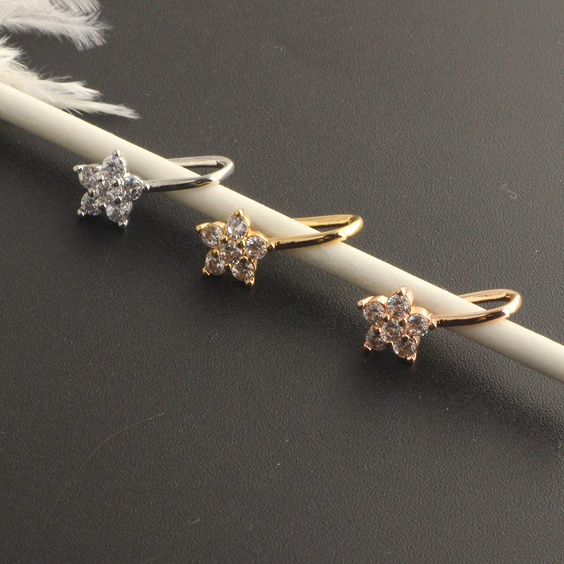 Simple Style Heart Shape Stainless Steel Inlay Zircon Nose Ring 1 Piece