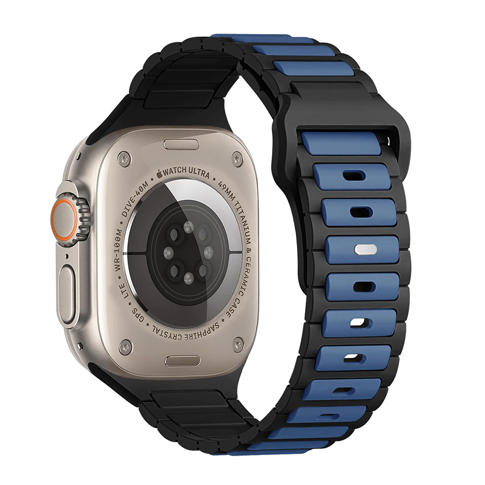 Para Apple i watch tres cuentas silicona bicolor correa apple watch9/8/SE/7/6/5/4/3