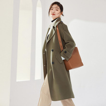 秋冬装双面非羊绒大衣女中长款过膝双排扣风衣驼色羊毛呢子外套潮