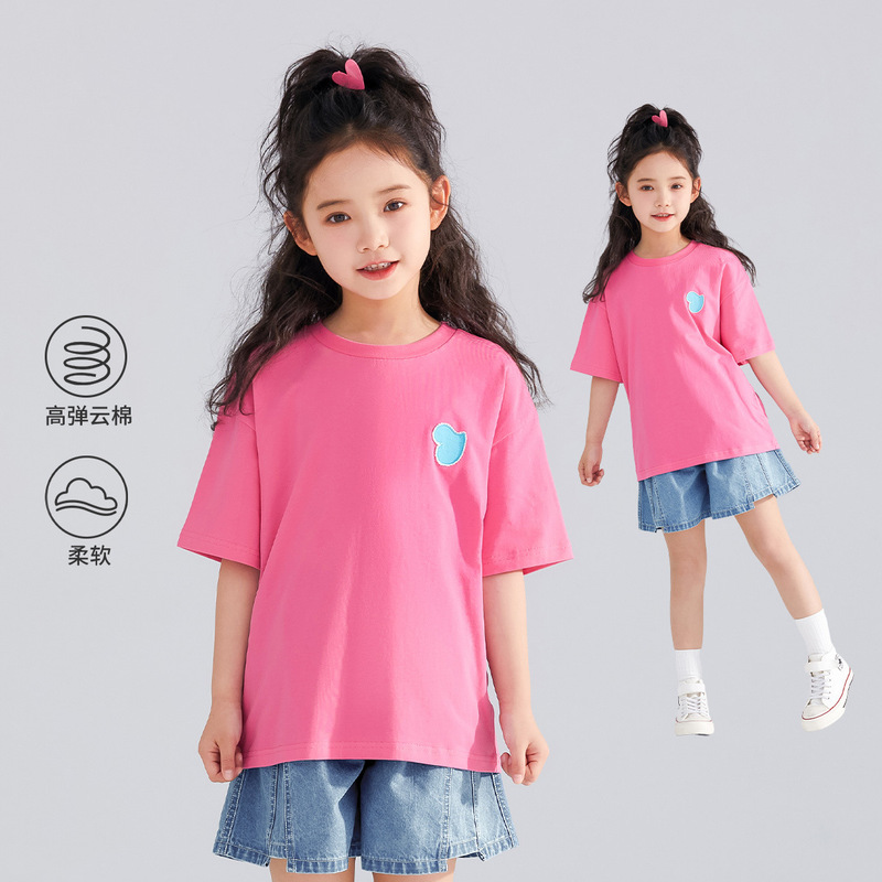 Qqduck可鴨童装夏の新型半袖少女tシャツの中の大童装快適半袖プリントカジュアル|undefined