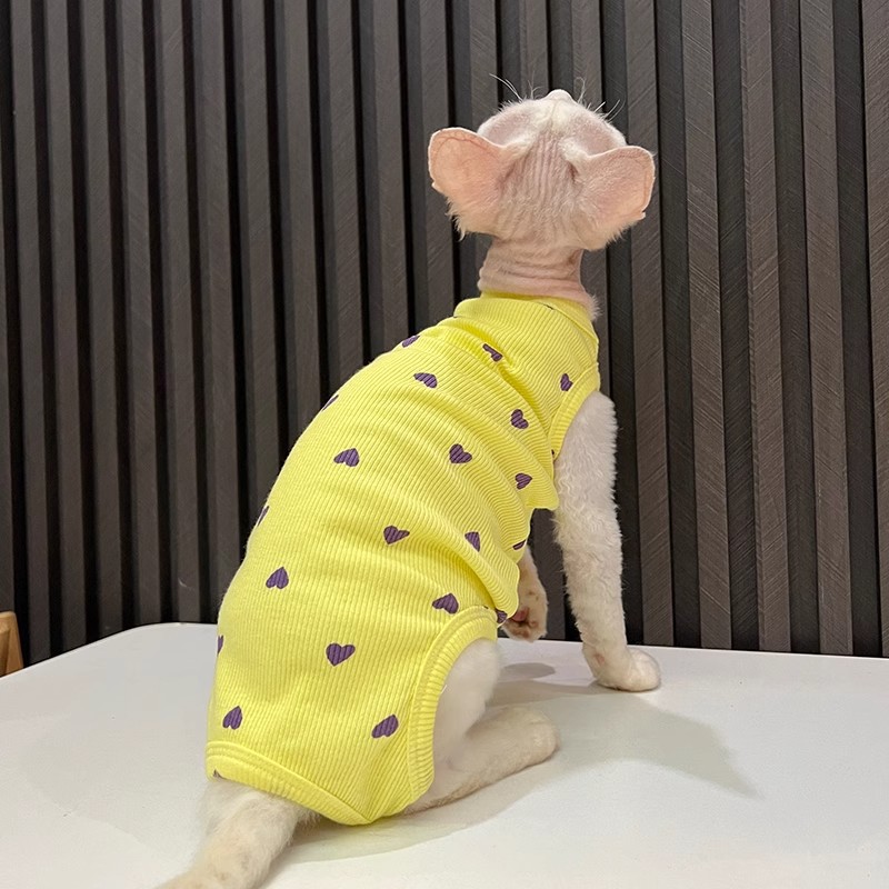 Zomerse huisdierkleding voor Sphynx-katten (haarloos) Devon Stretch Anti-valkleding voor viervoeters, dunne, warme kleding met airconditioning_voghion.com