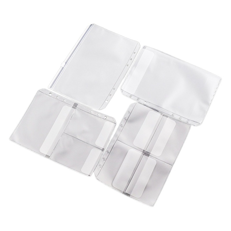 Bolsa de hojas sueltas con cremallera de PVC de fábrica A6 libro de mano de hojas sueltas de plástico esmerilado bolsa de almacenamiento Portátil Bolsa de hojas sueltas