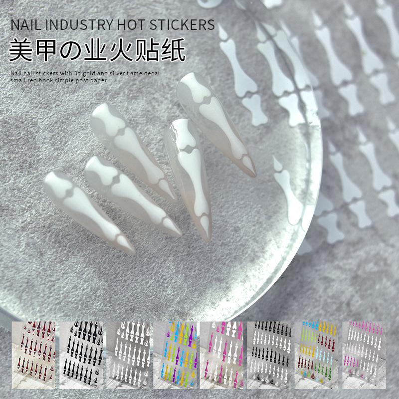 Popular en línea celebridad hueso uñas pegatinas retro pata europea y americana llama navidad halloween diversión uñas pegatinas ultrafinas