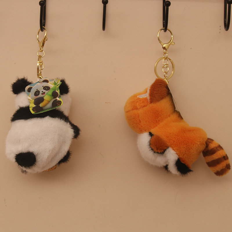 Voltee y conviértase en una muñeca de panda pequeño, muñeco de mapache pequeño, muñeco de muñeca, llavero, juguete de peluche, muñeca de acompañamiento, colgante