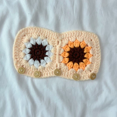 Seat belt shoulder pad Hand-Crocheted with Chrysanthemum and Sunflower - skin-color-sunflower-safety-belt-cover-1pcs-205x10cm