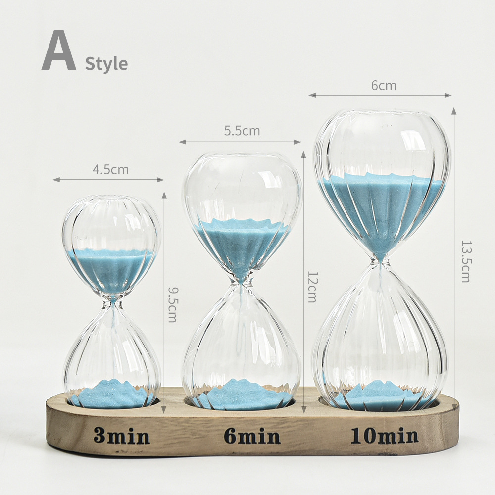 Set creativo reloj de arena 3 6 10 minutos combinación temporizador ins moda decoración del hogar artesanía de vidrio image 6