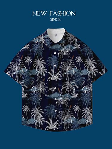 2025 Summer Cross-Border European and American Casual Simple Style Short-Sleeved Loose Retro Cuban-American Shirt—Breathable and Comfortable
