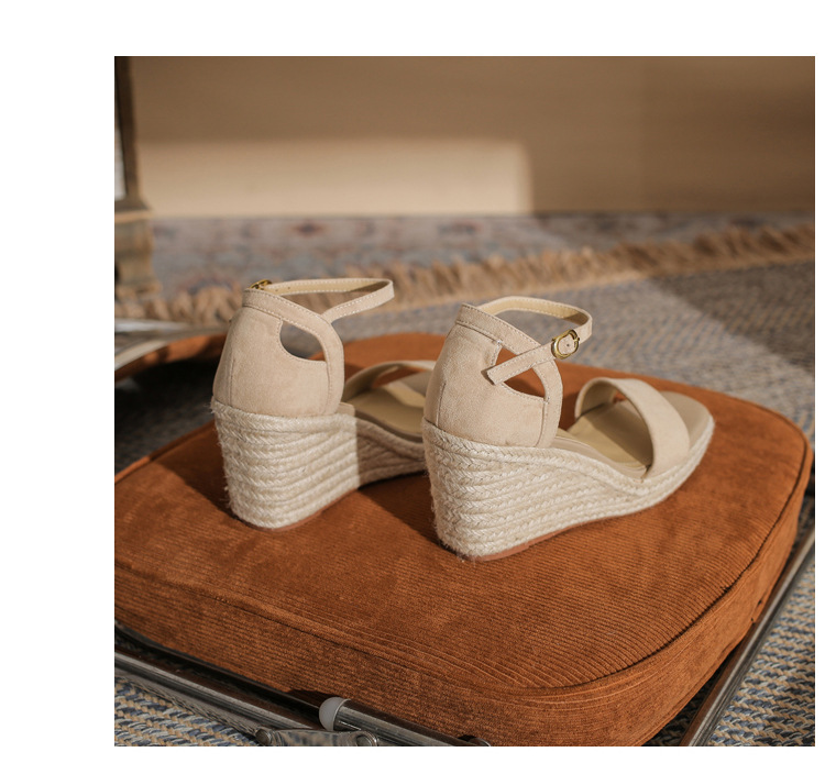 Sandal nữ gót xuồng cao đế dày hở mũi quai đan dây thừng — Xanh lá cây nhạtcolor chi tiết 21