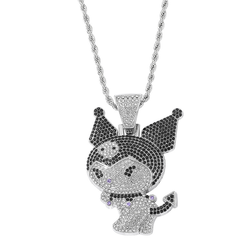 New Zircon-Inlaid Little Devil Cartoon Pendant, Versatile Kuromi Necklace with a Unique Design