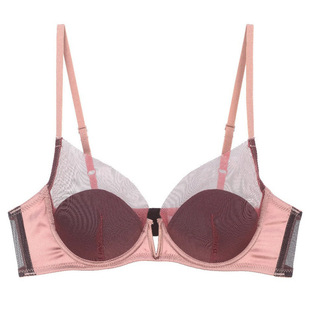 French Intimates Women's Thin Deep V Mesh Splicing Sexy Intimates Soft Steel Ring Big Breasts Showing Small Anti-Sagging Bra