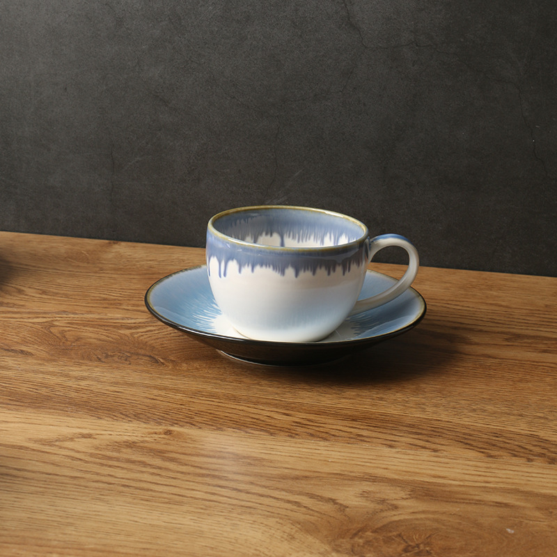 Taza y platillo de café de exportación de comercio exterior [cerámica de alta gama] 2023 nueva taza de agua de cerámica [bonita y delicada