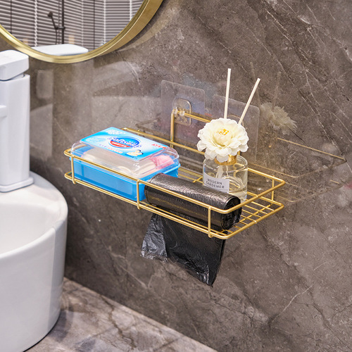 Bathroom wall-mounted storage rack light luxury punch-free wash basin storage toiletries shelf bathroom wall wall hanging