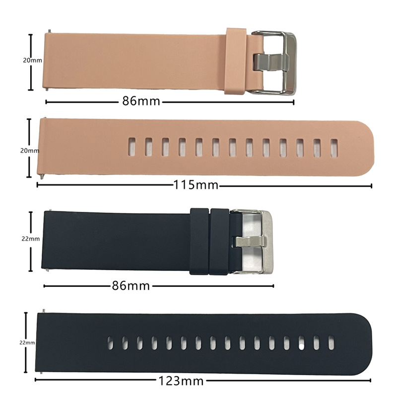 Brazalete de reloj inteligente de silicona 22mm para orejas rápidas de desmontaje para Huawei Samsung 20mm