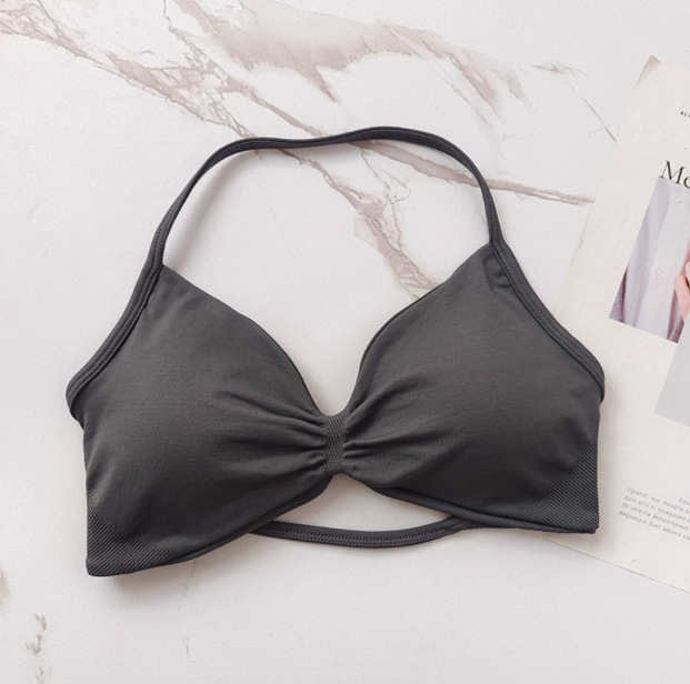 Hot Amazon nylon elástico cuello colgante hermosa espalda pequeño sujetador de fitness sujetador de yoga sujetador deportivo mujer