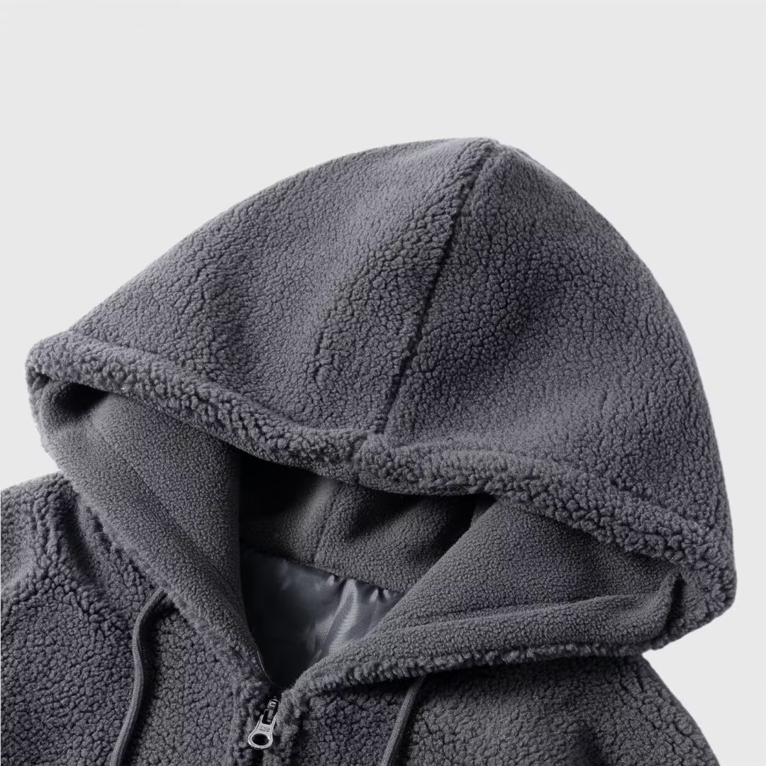 INSstudios parche abrigo de lana de cordero hecho en casa nacional moda de tres colores de gran logotipo bordado con capucha cardigan para hombres y mujeres