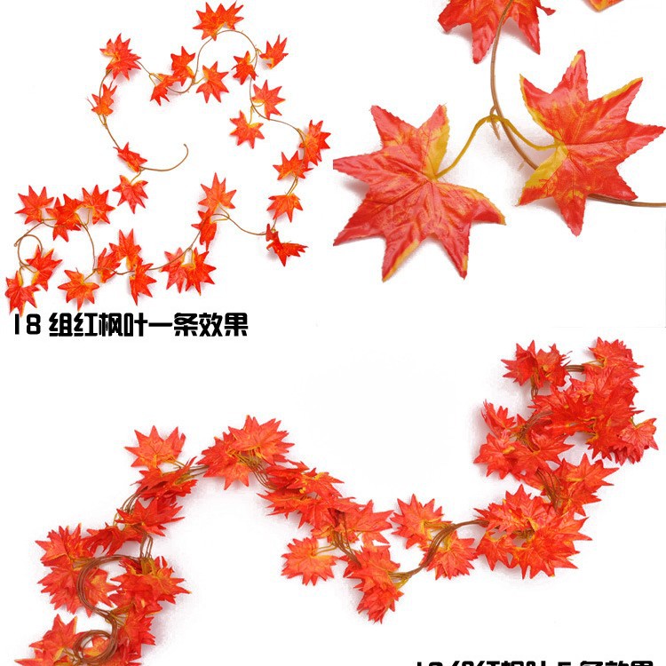 Hoja de uva artificial plástico hoja perenne vid hoja artificial decoración del techo hoja verde ratán artificial ratán vid