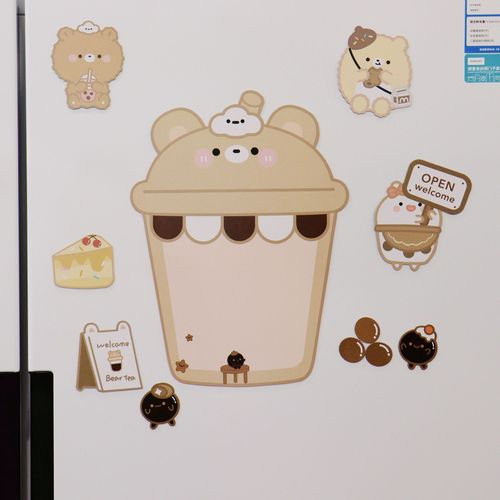 Cute Milk Tea Refrigerator Magnet, Personalized Memo Board, Cartoon Prompt Board, Erasable Message Board