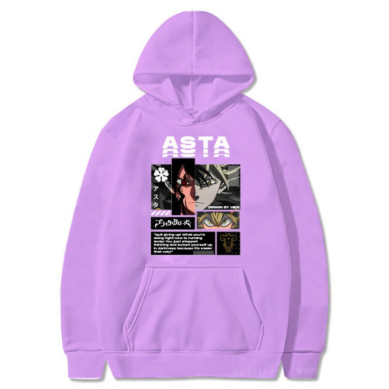 Black Clover negro de cinco hojas Asta más suéter de terciopelo deportivo sudadera con capucha anime hoodie