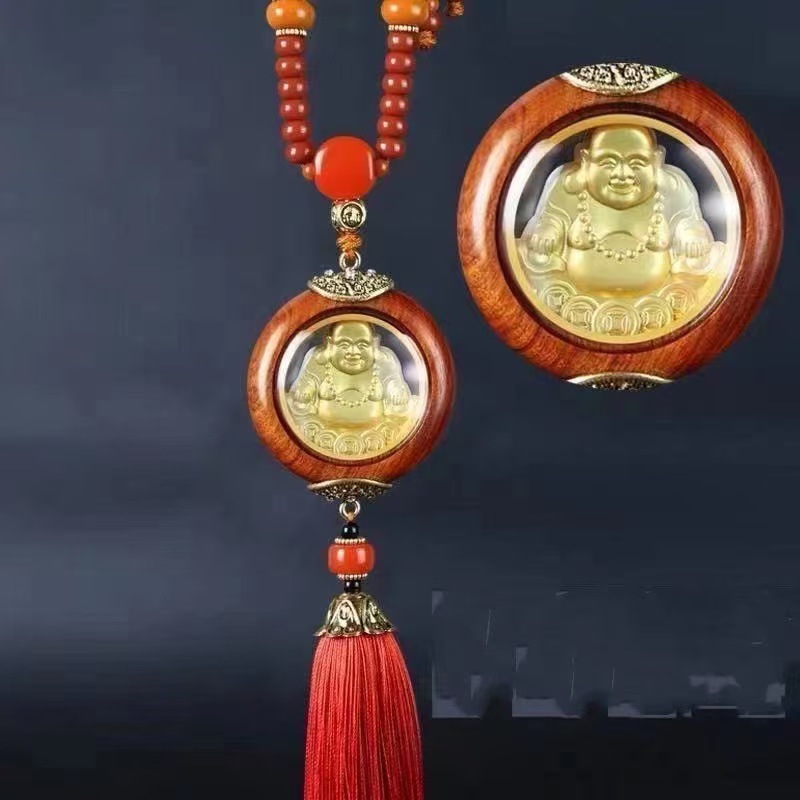 Car Pendant Double-Sided Avalokiteshvara Maitreya Buddha Car Interior Hanging Decoration Car Rearview Mirror Pendant