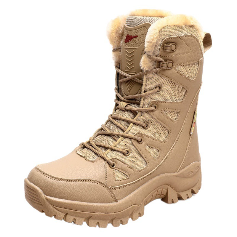 Зимние армейские ботинки, мужские уличные теплые зимние ботинки больших размеров на флисовой подкладке, мужская хлопковая обувь с высоким берцем, альпинистские ботинки для пар