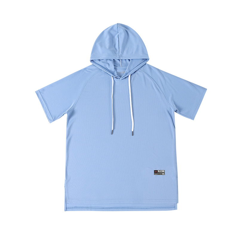 Camiseta con capucha de los hombres de manga corta color sólido Deportes de verano moda Ins con capucha hip hop media manga camiseta de moda Marca Ropa de hombre