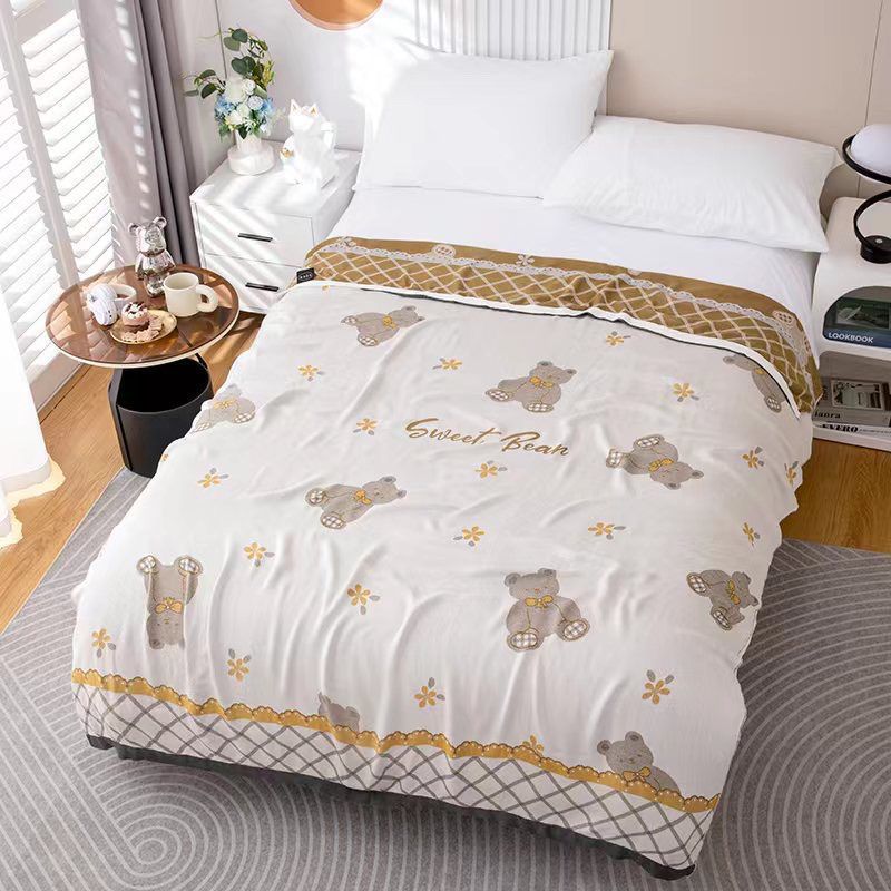 新款纱布竹纤维毛巾被午睡毯子儿童单人午休一件批发跨境包邮