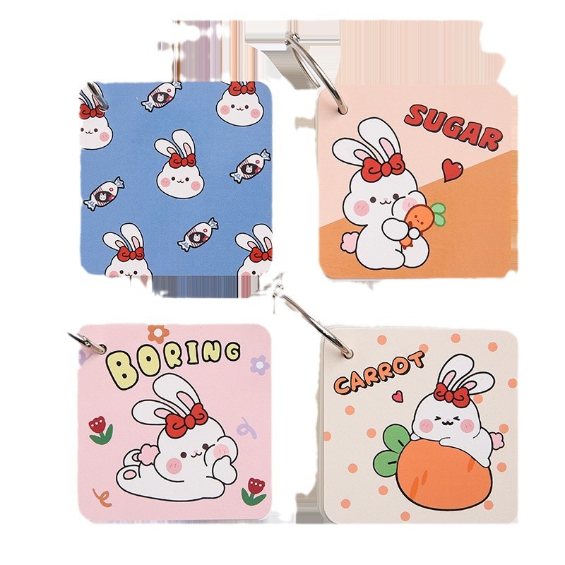 Anillo de hierro pequeño cuaderno pequeño tamaño portátil libro de bolsillo en blanco tarjeta de memoria cuaderno de dibujos animados lindo para estudiantes