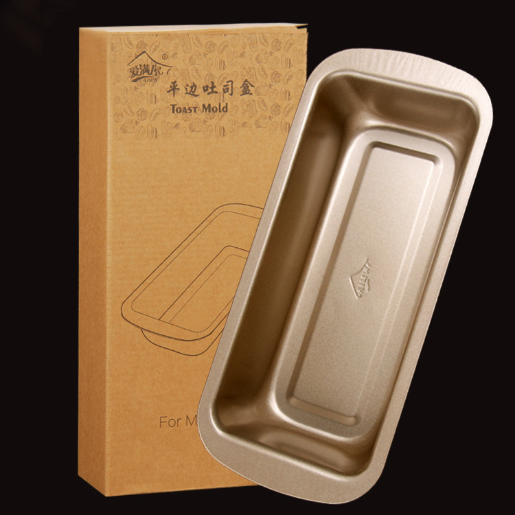 Toast mold non-clay toast box toast box flat edge toast box cake mold black and gold optional