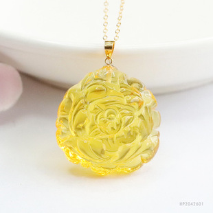 As soon as Yu 18K gold inlaid natural water purification gold pepper pendant amber flowers open rich factory live generation HP2042601