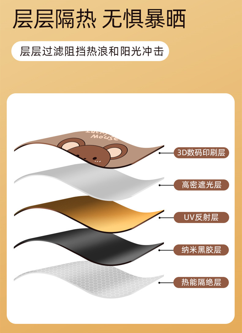Double-layer sunscreen opaque black tape strong magnetic cartoon car curtain multi-pattern magnetic car sunshade curtain