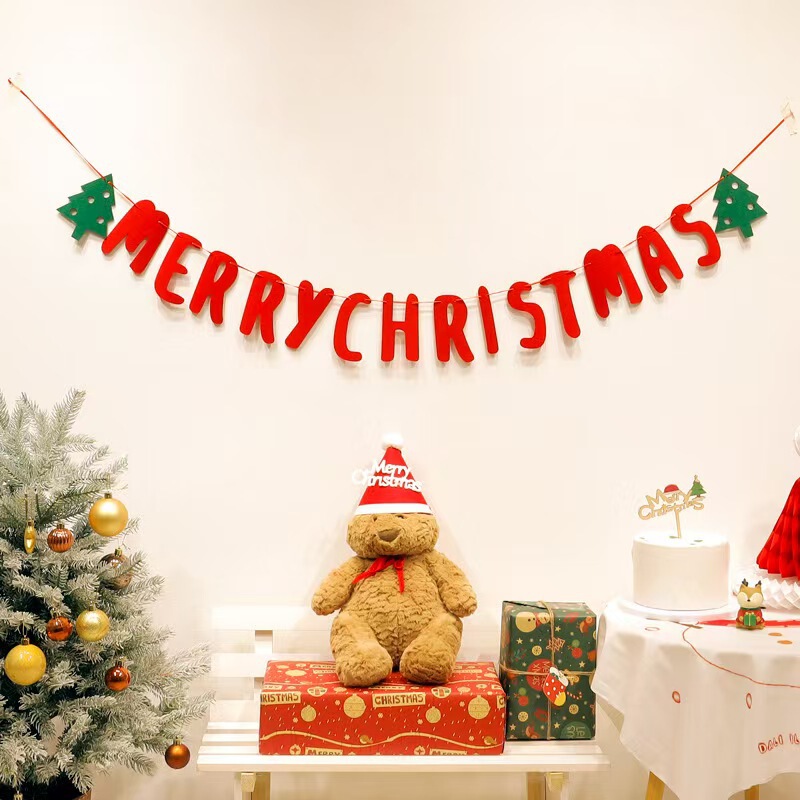 クリスマス装飾吊り旗クリスマス不織布旗ショッピングモールホテル吊り下げ装飾文字カラフルな旗|undefined
