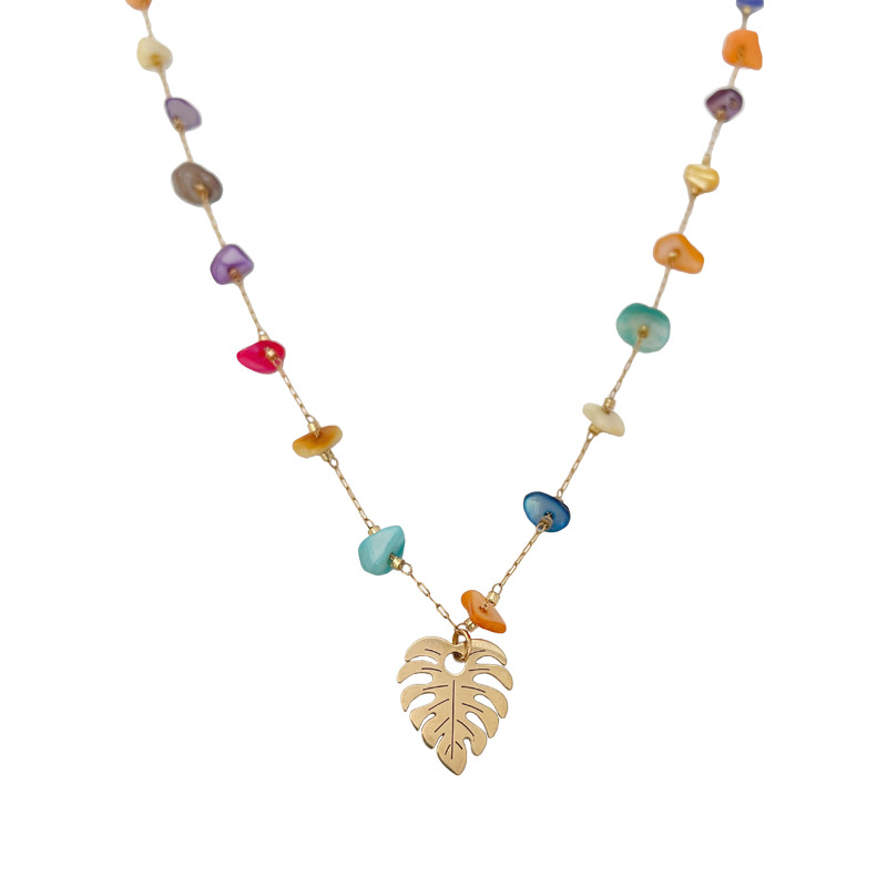 Fashion Leaves Stainless Steel Plating Pendant Necklace 1 Piece