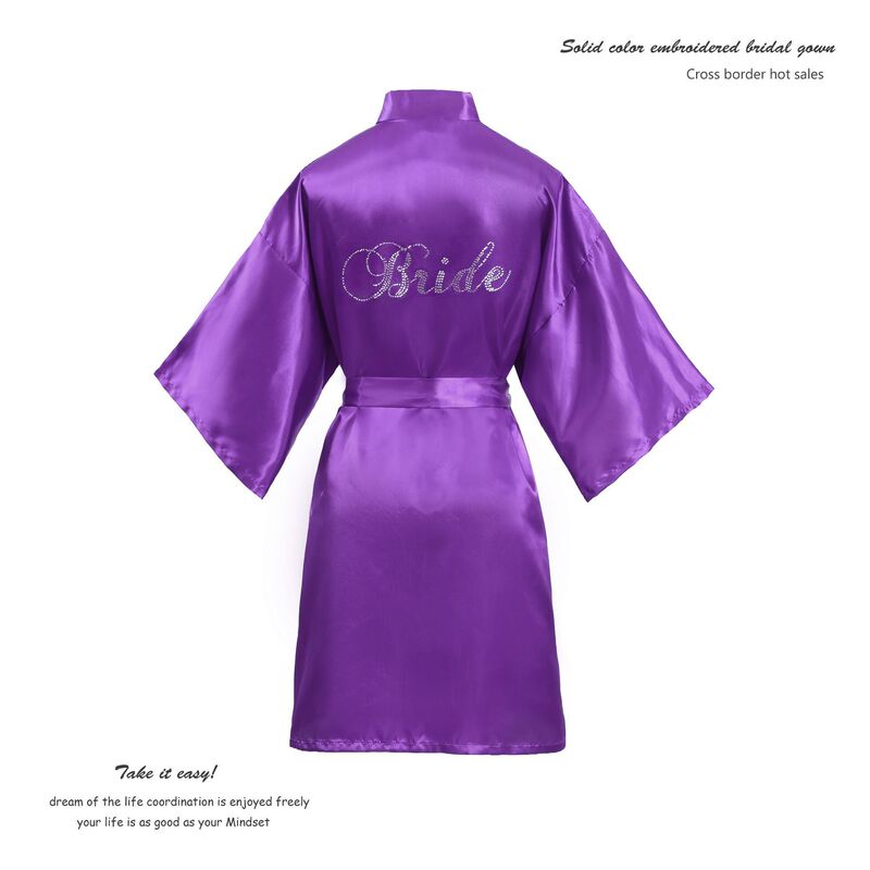 New bridal Bride satin thin morning gown imitation silk cardigan nightgown wedding makeup girlfriends bathrobe women