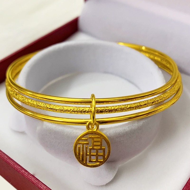 Pulsera de oro de Vietnam mujer Sansheng Sanshi marca cobre chapado en oro joyería imitación pulsera de oro TikTok productos en vivo