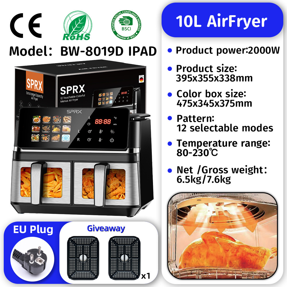 freidora de aire inteligente sin voltear para el hogar freidora de gran capacidad horno multifuncional visual freidora de aire de comercio exterior