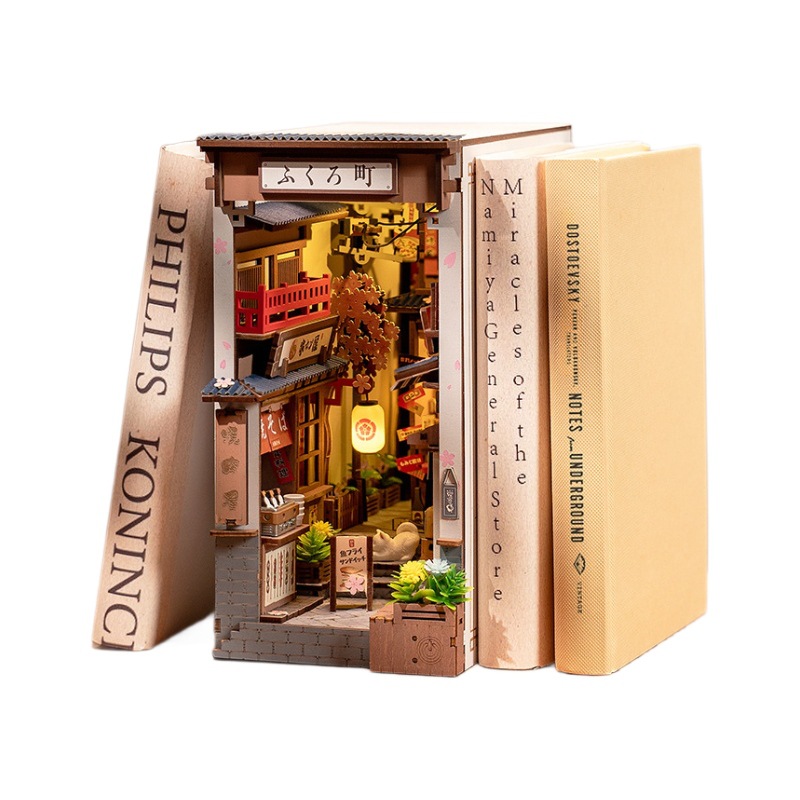 Ruo Lai Luo Sakuramachi diy choza libro de madera rompecabezas modelo tridimensional casa bloque de construcción juguete regalo hecho a mano