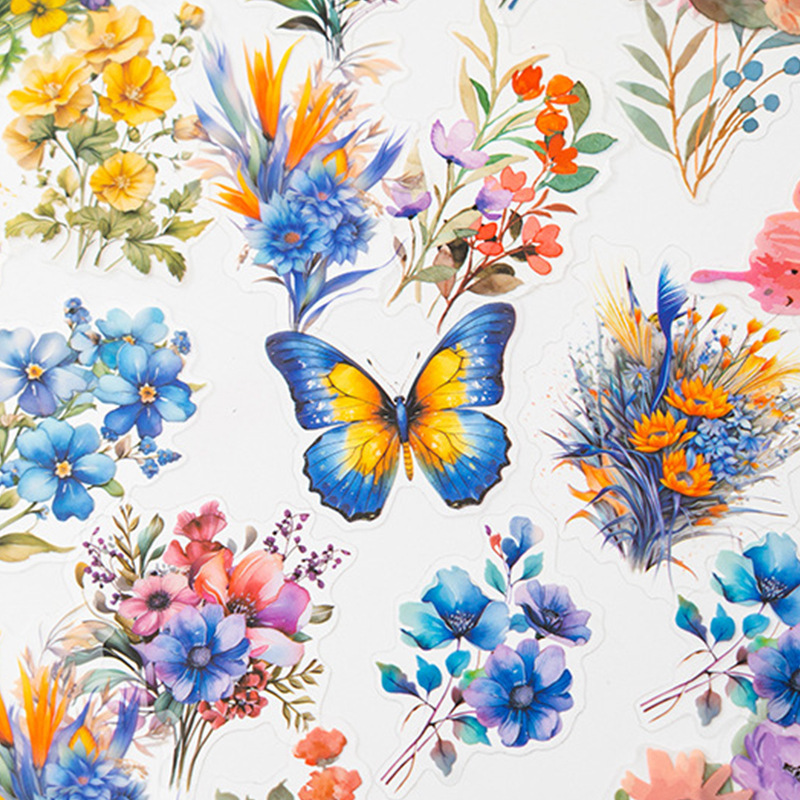 Pegatinas de mascotas en caja flores flores en florecimiento serie de decoración transfronteriza botánica floral material DIY pegatinas de botón