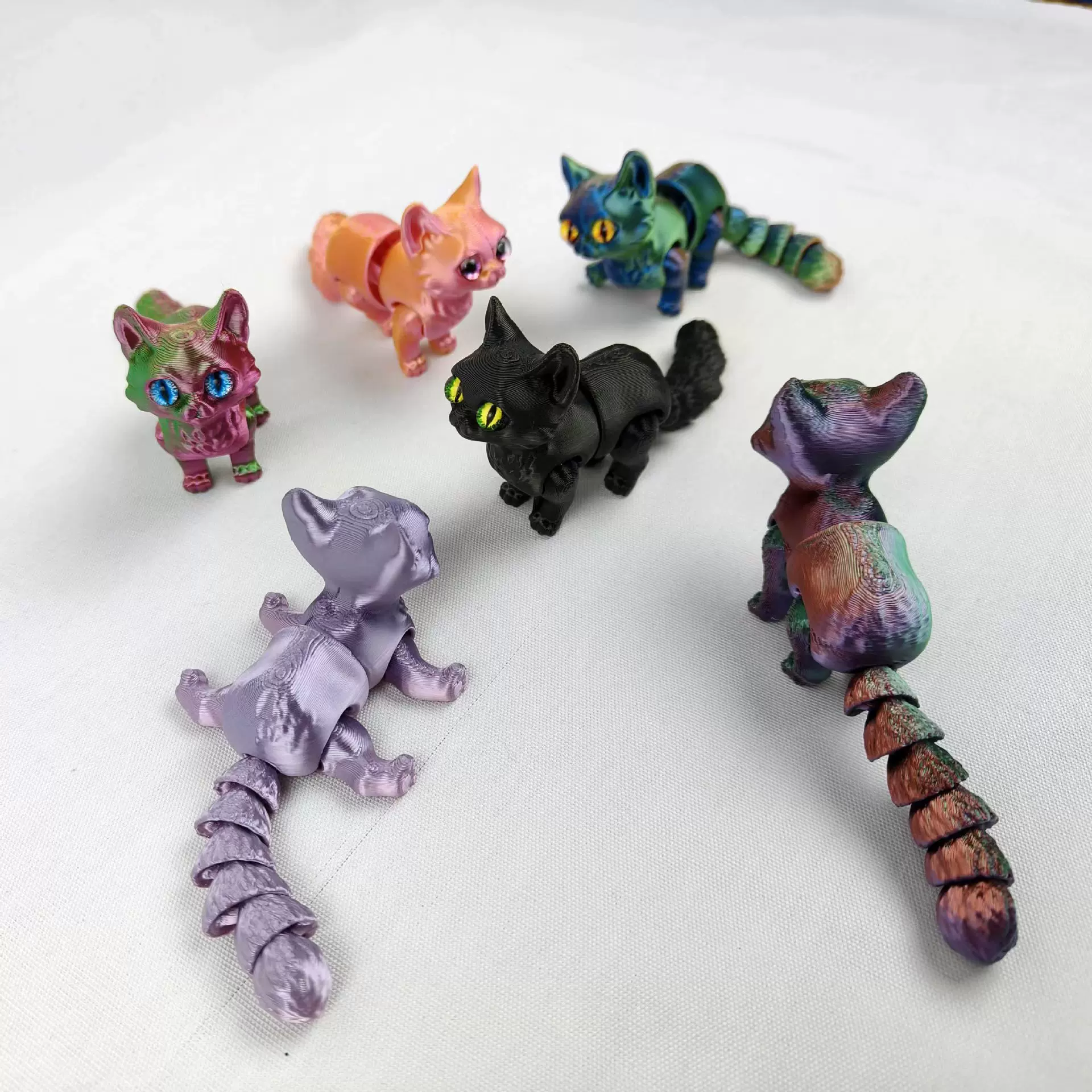 3D打印可爱小猫咪尾巴都可缩可动关节礼物玩具模型摆件工厂批发