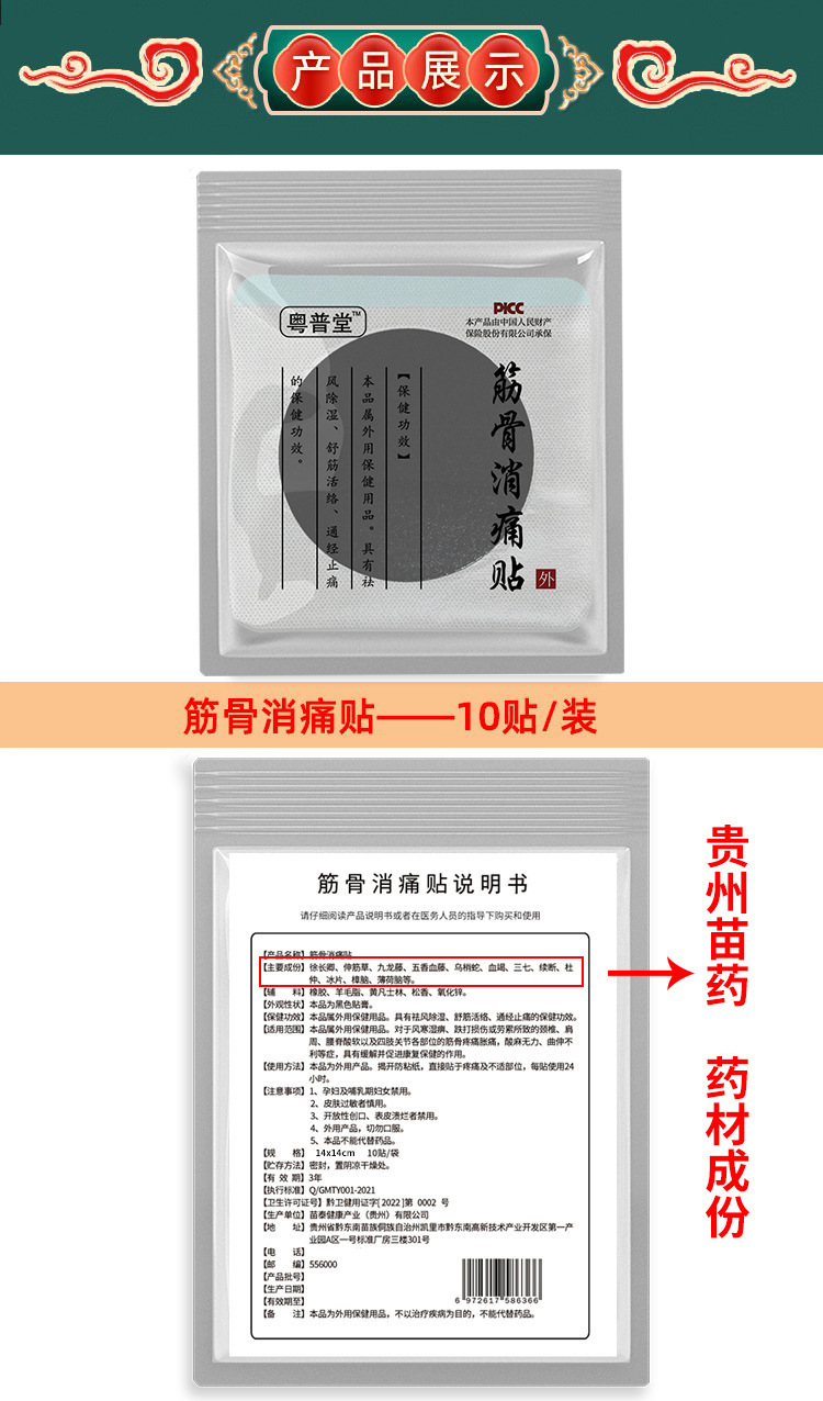Miao Herbal Pain Relief Patch for Lumbar Knee Joint Support 14cm x 14cm Non-Woven External Use in use