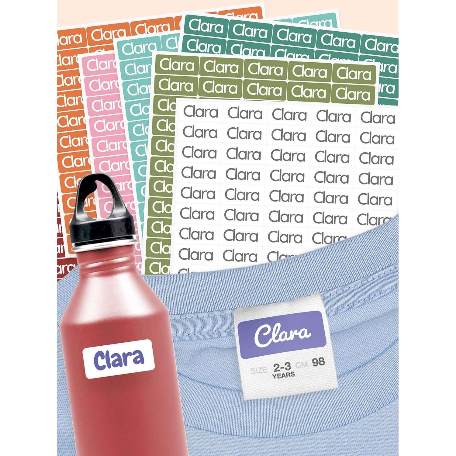 防水个性化姓名贴纸通用白底适用儿童及成人衣物学校用品