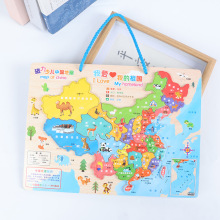 木质中国地图磁力拼图儿童拼板早教益智认知教学地图厂家批发