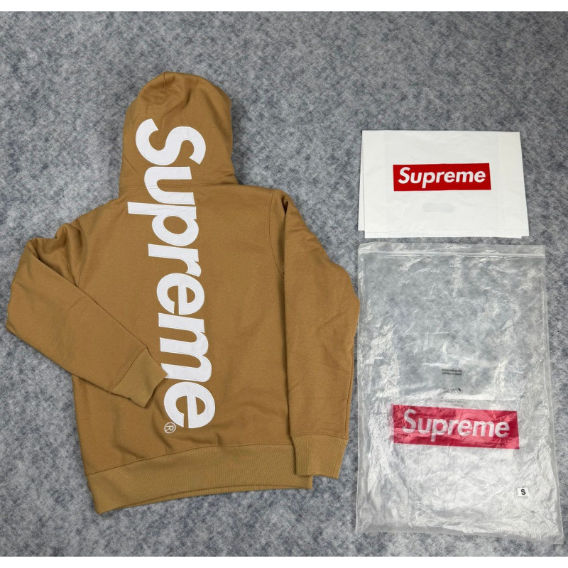 E550 # Classic large logo hooded sweatshirt light brown / S
