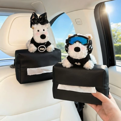Car tissue box/set Car Tissue Box, Hanging on - hepburn-style-west-highland-black-sweater-ski-west-highland-tissue-box